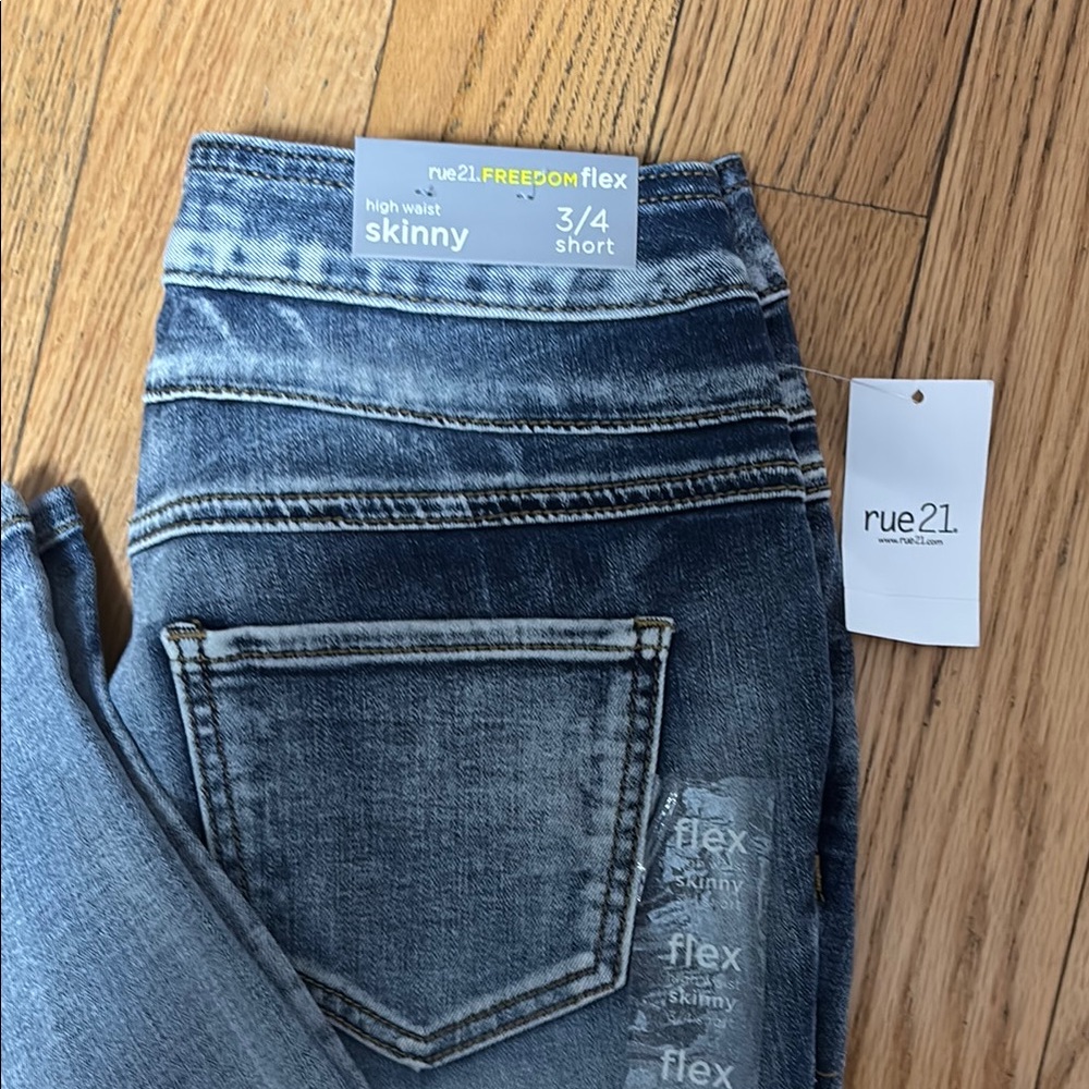 Rue21 Blue Skinny Jeans with Distressed Vintage Look